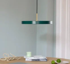 Suspension*Umage Suspension, Asteria Medium plus, , LED, 2400-2700-3000K, 1600lm, Ø43cm, H14cm - vert forêt et laiton