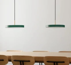 Suspension*Umage Suspension, Asteria Medium plus, , LED, 2400-2700-3000K, 1600lm, Ø43cm, H14cm - vert forêt et laiton