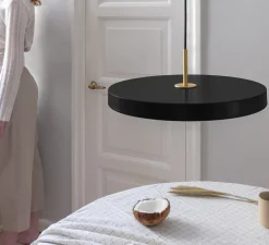 Suspension, Asteria Medium, noir et laiton, LED, 3000K, 1300lm, Ø43cm, H14cm - Umage