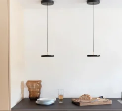 Suspension, Asteria Micro, noir, LED, 3000K, 450 lm, Ø15cm, H5,7cm - Umage