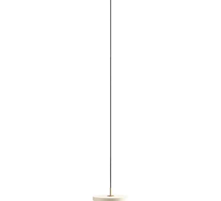 Suspension, Asteria Mini Plus, blanc perle et laiton, LED, 2400-2700-3000K, 1200lm, Ø31cm, H10.5cm - Umage