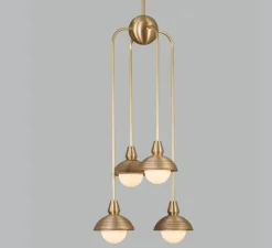 Suspension*Bert frank Suspension asymétrique, Quadruple, Eos, , Ø15,7cm, H90cm - Bert franck laiton brossé