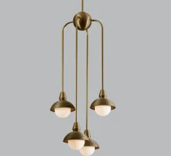 Suspension*Bert frank Suspension asymétrique, Quadruple, Eos, , Ø15,7cm, H90cm - Bert franck laiton antique