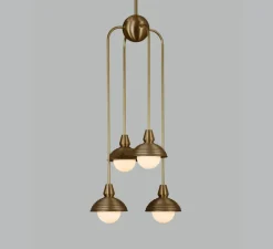 Suspension*Bert frank Suspension asymétrique, Quadruple, Eos, , Ø15,7cm, H90cm - Bert franck laiton antique