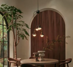 Suspension*Bert frank Suspension asymétrique, Quadruple, Eos, bronze foncé, Ø15,7cm, H90cm - Bert franck bronze brossé