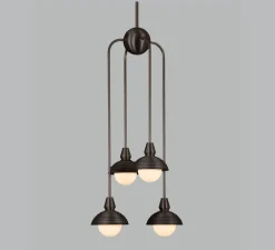 Suspension*Bert frank Suspension asymétrique, Quadruple, Eos, bronze foncé, Ø15,7cm, H90cm - Bert franck bronze brossé