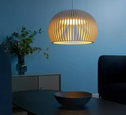 Suspension, Atto, bouleau,LED, 3000k, 1400lm, Ø34cm,H21 - Secto Design