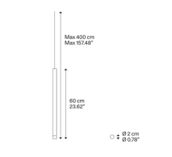 Suspension, A-Tube Nano medium sans rosace, noir mat, LED, 3000K, 480 lm, Ø2cm, H60cm - Lodes