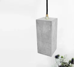 Suspension, [B2], béton, gris clair, intérieur or, L10cm, H23cm - GANTLights