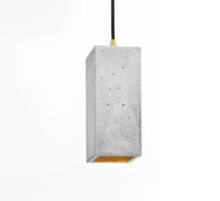 Suspension, [B2], béton, gris clair, intérieur or, L10cm, H23cm - GANTLights