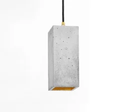 Suspension*GANTLights Suspension, [B2], béton, gris clair, intérieur or, câble blanc, L10cm, H23cm - gris clair intérieur or