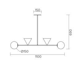 Suspension, Balancing Variations, noir, L110cm, H69cm - Atelier Areti