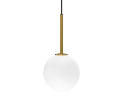 Suspension*Herstal Suspension, Ballon, , Ø14cm, H29,6cm - laiton, verre opalin