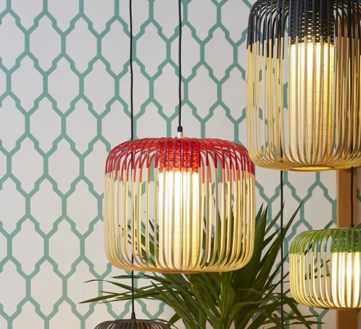 Suspension, Bamboo Light M, rouge, Ø45cm - Forestier