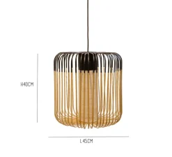 Suspension*Forestier Suspension, Bamboo light outdoor M, , Ø45cm, H40cm - noir