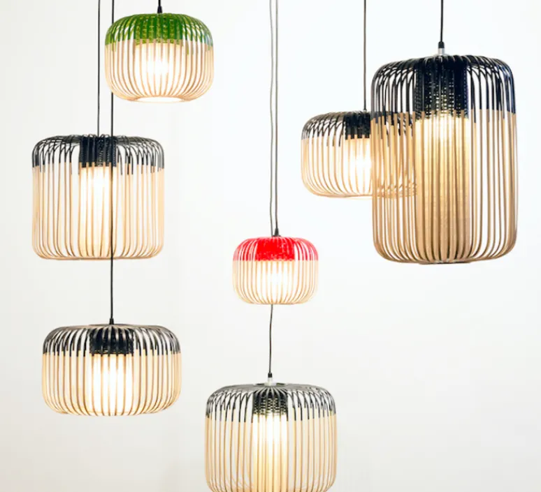 Suspension*Forestier Suspension, Bamboo light outdoor M, , Ø45cm, H40cm - noir