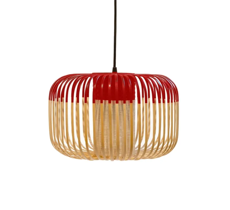Suspension*Forestier Suspension, Bamboo Light S, rouge, Ø35cm - bambou, rouge