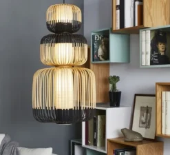 Suspension*Forestier Suspension, Bamboo Light Totem, , Ø45cm, H115cm - noir