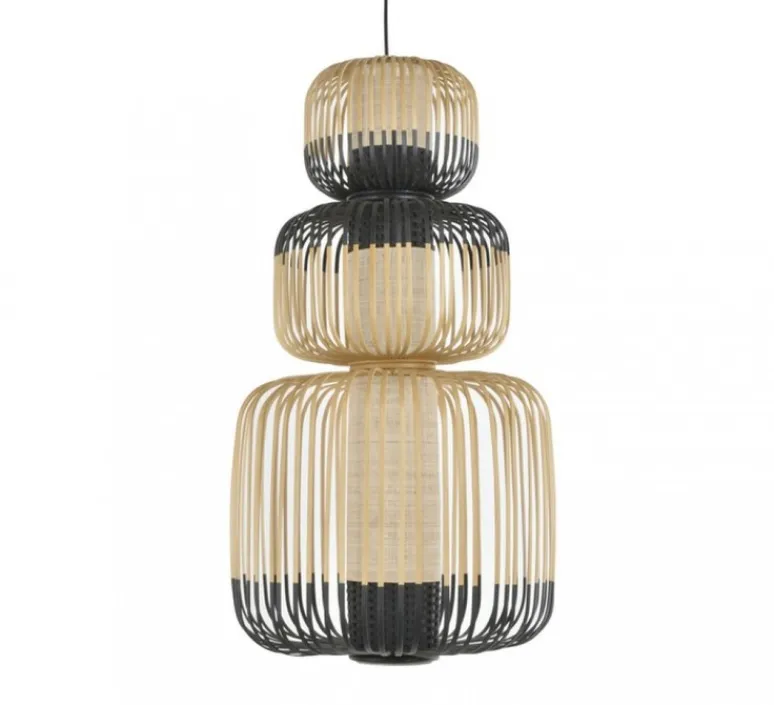 Suspension*Forestier Suspension, Bamboo Light Totem, , Ø45cm, H115cm - noir