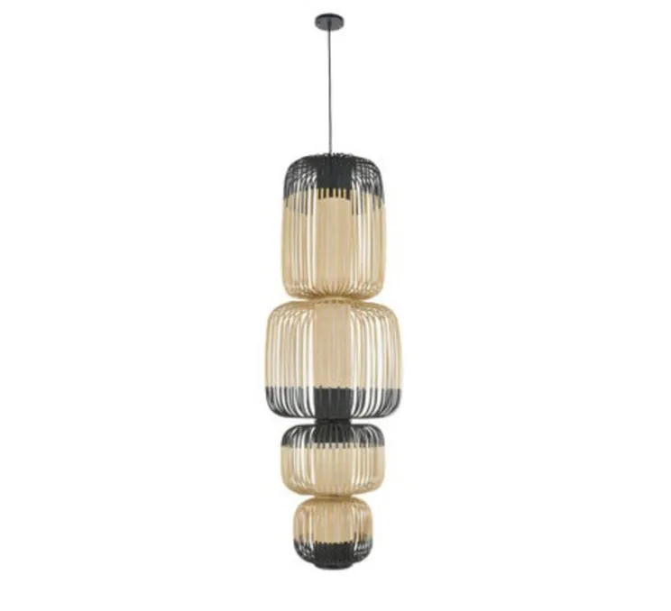 Suspension, Bamboo Light Totem, noir, Ø45cm, H135cm - Forestier