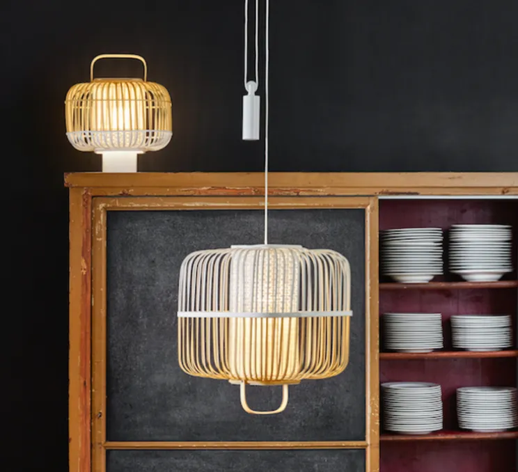 Suspension, Bamboo Square M, blanc, Ø52cm, H43cm - Forestier