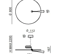 Suspension, Bascula, nickel, gris, LED, dim, 2700K, 3574 lm, Ø60cm, H16,7cm - Stilnovo
