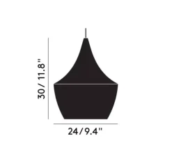 Suspension*Tom Dixon Suspension, Beat Fat, , LED, dim, 3000k, 800 lm, Ø24cm, H30cm - noir mat, laiton