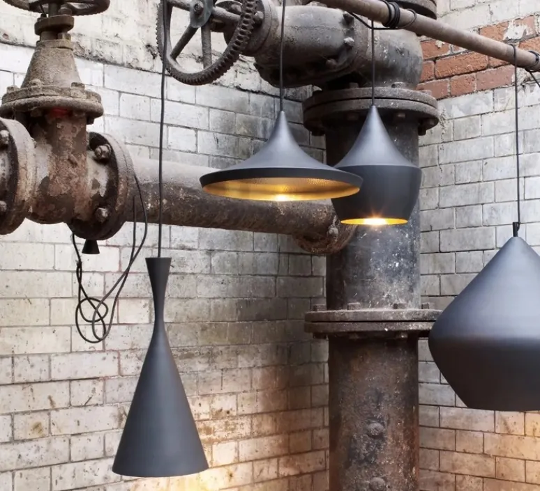 Suspension*Tom Dixon Suspension, Beat Tall, , LED, dim, 3000k, 800 lm, Ø19cm, H36cm - noir mat, laiton