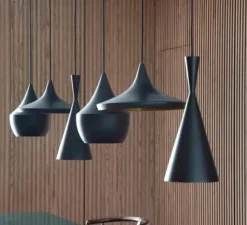 Suspension*Tom Dixon Suspension, Beat Tall, , LED, dim, 3000k, 800 lm, Ø19cm, H36cm - noir mat, laiton