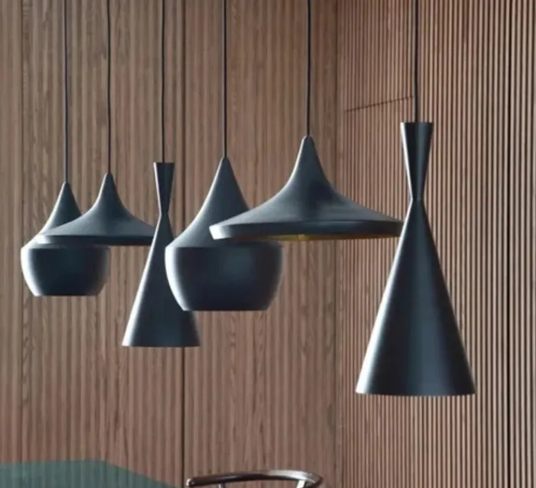 Suspension*Tom Dixon Suspension, Beat Tall, , LED, dim, 3000k, 800 lm, Ø19cm, H36cm - noir mat, laiton