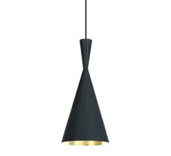 Suspension*Tom Dixon Suspension, Beat Tall, , LED, dim, 3000k, 800 lm, Ø19cm, H36cm - noir mat, laiton