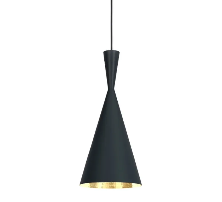 Suspension*Tom Dixon Suspension, Beat Tall, , LED, dim, 3000k, 800 lm, Ø19cm, H36cm - noir mat, laiton