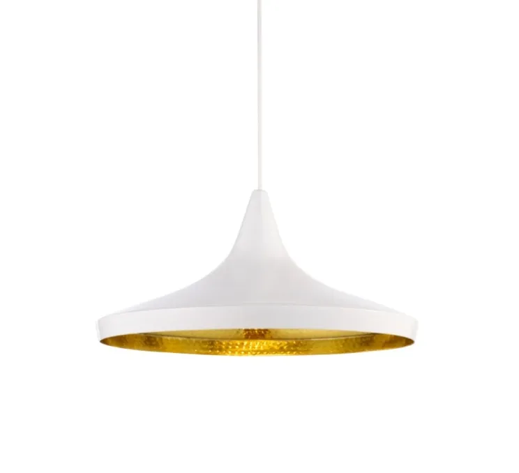 Suspension, Beat Wide, blanc, laiton, LED, dim, 3000k, 800 lm, Ø36cm, H16cm - Tom Dixon