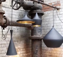 Suspension, Beat Wide, noir, intérieur or, LED, 3000K, 800lm, Ø36cm, H16cm - Tom Dixon