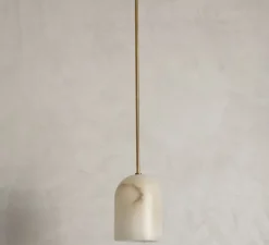 Suspension*Contain Suspension, Belfry, vieilli brossé, Ø16cm, H65cm - Albâtre, laiton