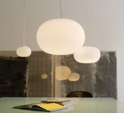 Suspension, Bianca Media, blanc, Ø30cm, H19cm - Fontana Arte