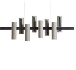 Suspension, Black Note Keys, métal noir, bois gris, LED, L135cm, H45cm - LZF