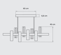 Suspension, Black Note Keys, métal noir, bois gris, LED, L135cm, H45cm - LZF