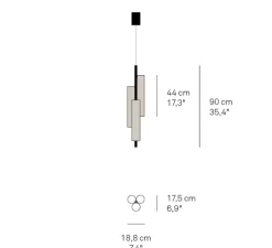 Suspension, BLACK NOTE TR, gris, métal finition noire, LED, 3000K, 2884lm, Ø90cm, H45cm - LZF