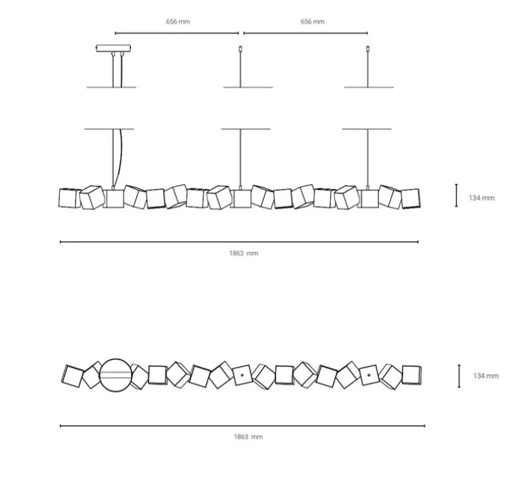 Suspension, Blockchain 17, aluminium, 3000K, L186,3cm, H13,4cm - Oblure
