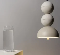 Suspension*Loftlight Suspension, Bosfor Concrete Aluminium, 2 boules, , LED, dim, 2700K, lm, Ø15cm, H25,5cm - Peyote