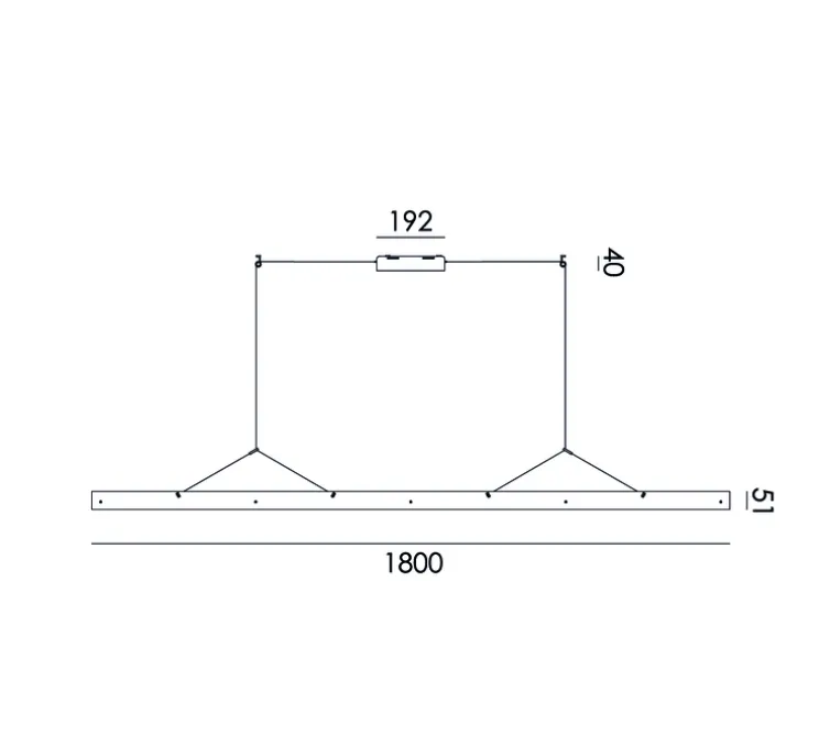 Suspension, Bridge 180, Blanc brouillard, LED, dim, 2700K, 2495 lm, L180cm, H5,1cm - Tonone