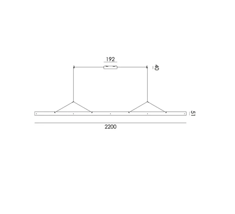Suspension*Tonone Suspension, Bridge 220, , LED, dim, 2700K, 3068 lm, L220cm, H5,1cm - Blanc brouillard