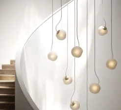 Suspension, Bright Barocco câble crème, laiton, blanc, Ø20cm, H20cm - Nordic Tales