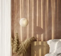 Suspension, Bright Barocco câble crème, laiton, blanc, Ø20cm, H20cm - Nordic Tales