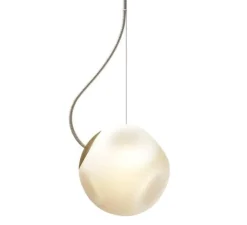 Suspension, Bright Barocco câble crème, laiton, blanc, Ø20cm, H20cm - Nordic Tales