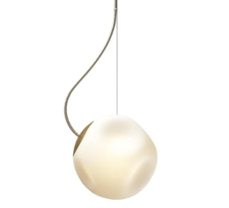 Suspension, Bright Barocco câble crème, laiton, blanc, Ø20cm, H20cm - Nordic Tales