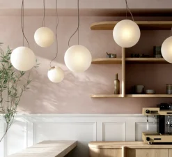 Suspension*Nordic Tales Suspension, Bright Ripple, , câble noir Ø20cm, H20cm - blanc