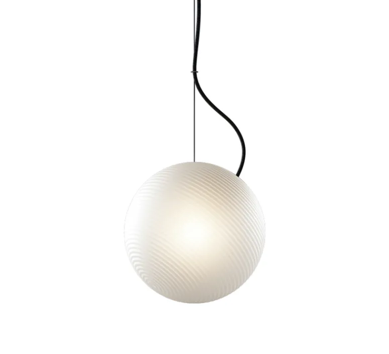 Suspension*Nordic Tales Suspension, Bright Ripple, , câble noir Ø20cm, H20cm - blanc