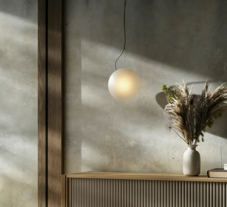 Suspension*Nordic Tales Suspension, Bright Ripple, , câble crème, Ø20cm, H20cm - blanc